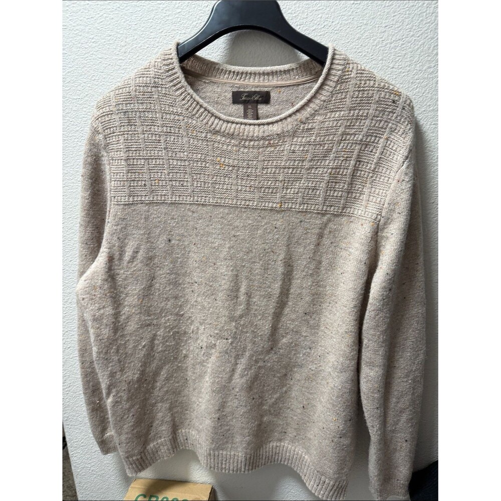 Tasso Elba Neutral Flecked Crewneck Sweater